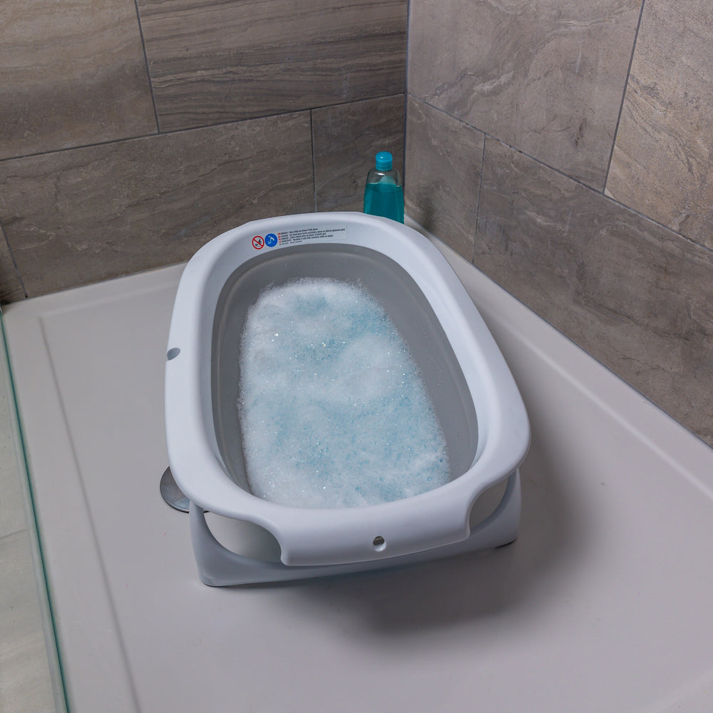 Vital Baby Foldable Compact Baby Bath - White & Grey - Bath Seat / Support