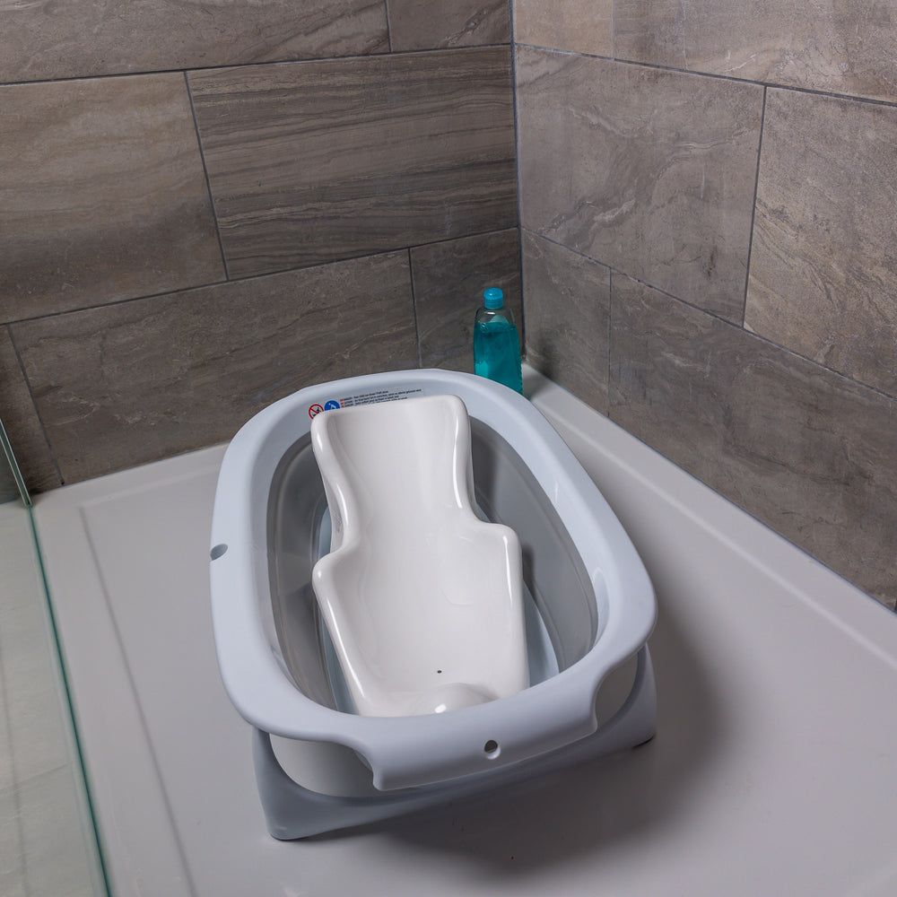 Vital Baby Foldable Compact Baby Bath - White & Grey - Bath Seat / Support