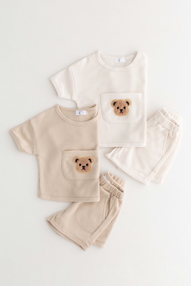 Waffle Bear 2 Piece T-Shirt & Shorts Set - Outfit Sets