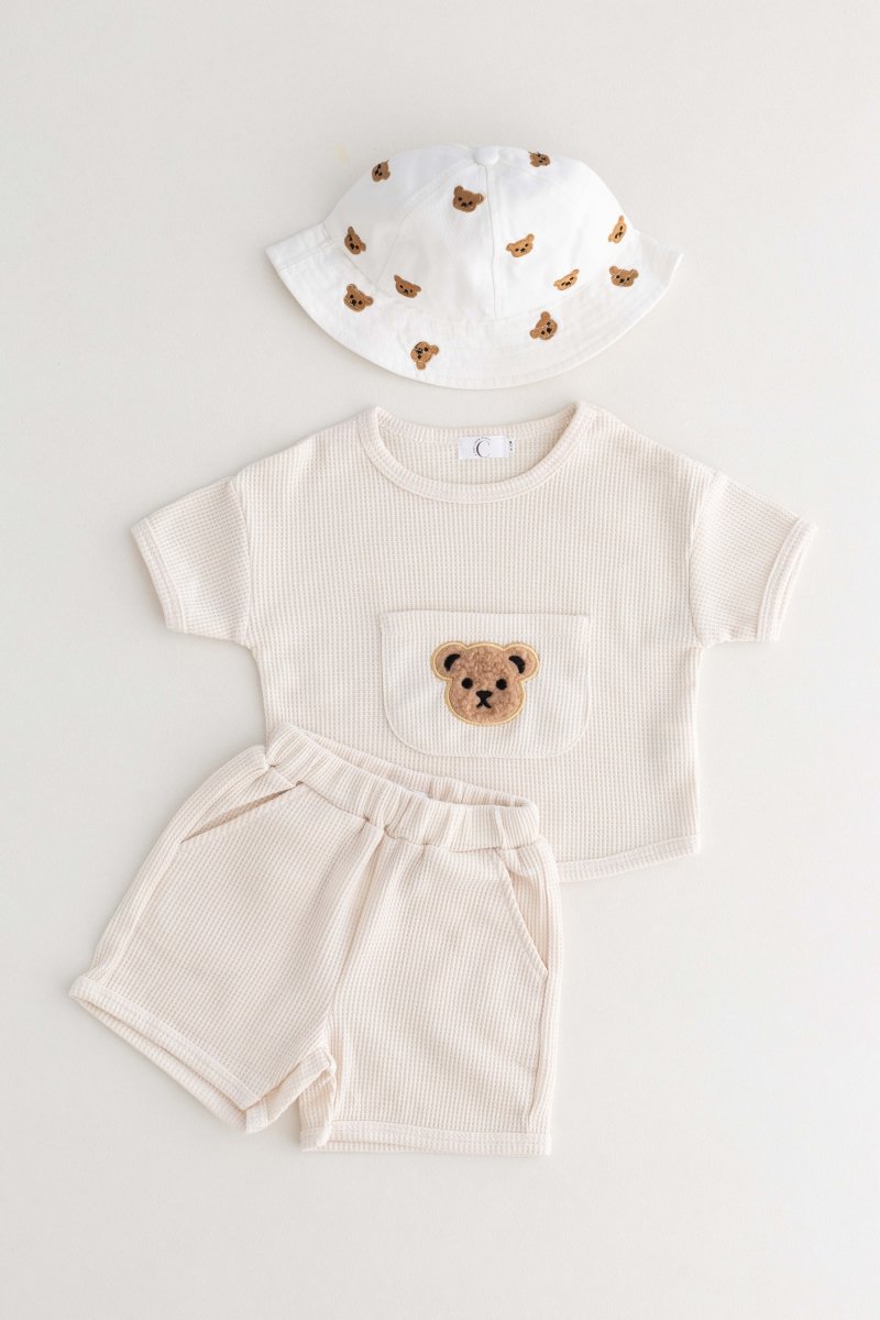 Waffle Bear 2 Piece T-Shirt & Shorts Set - Outfit Sets