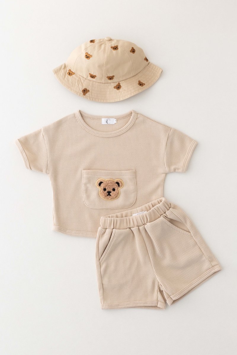 Waffle Bear 2 Piece T-Shirt & Shorts Set - Outfit Sets