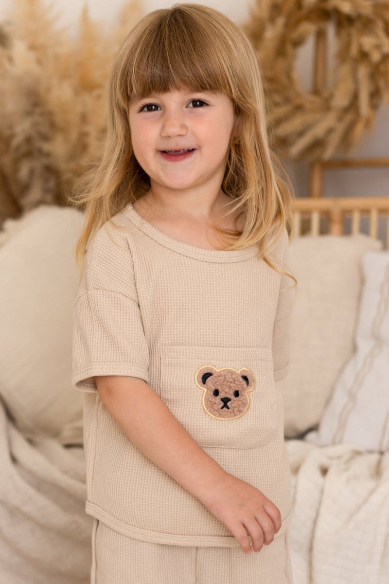 Waffle Bear 2 Piece T-Shirt & Shorts Set - Outfit Sets