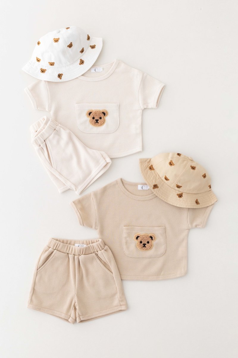 Waffle Bear 2 Piece T-Shirt & Shorts Set - Outfit Sets