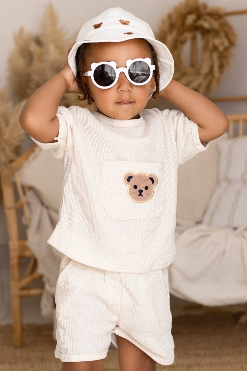 Waffle Bear 2 Piece T-Shirt & Shorts Set - Outfit Sets