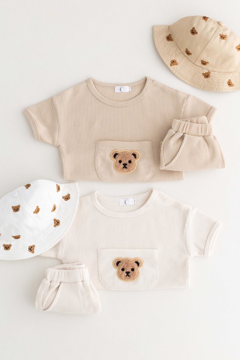 Waffle Bear 2 Piece T-Shirt & Shorts Set - Outfit Sets