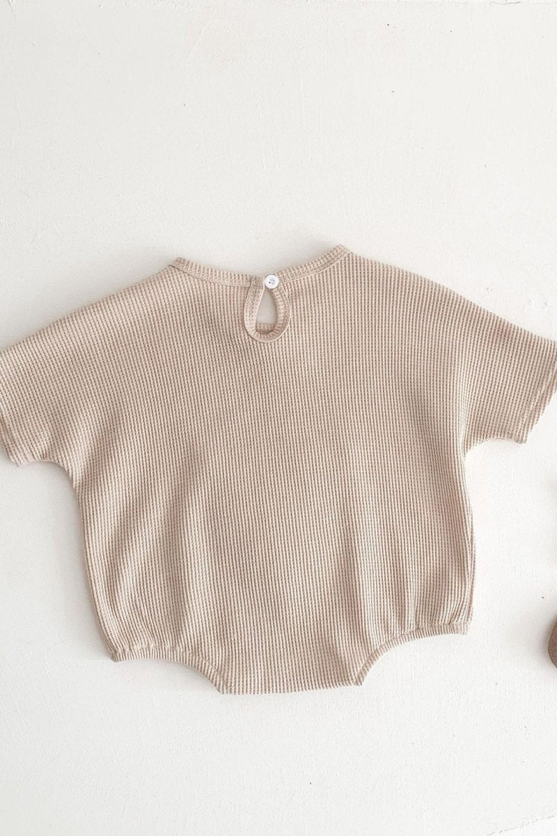 Waffle Bear Bodysuit Brown or Creme - Waffle Brown / 0-6 M - Bodysuits