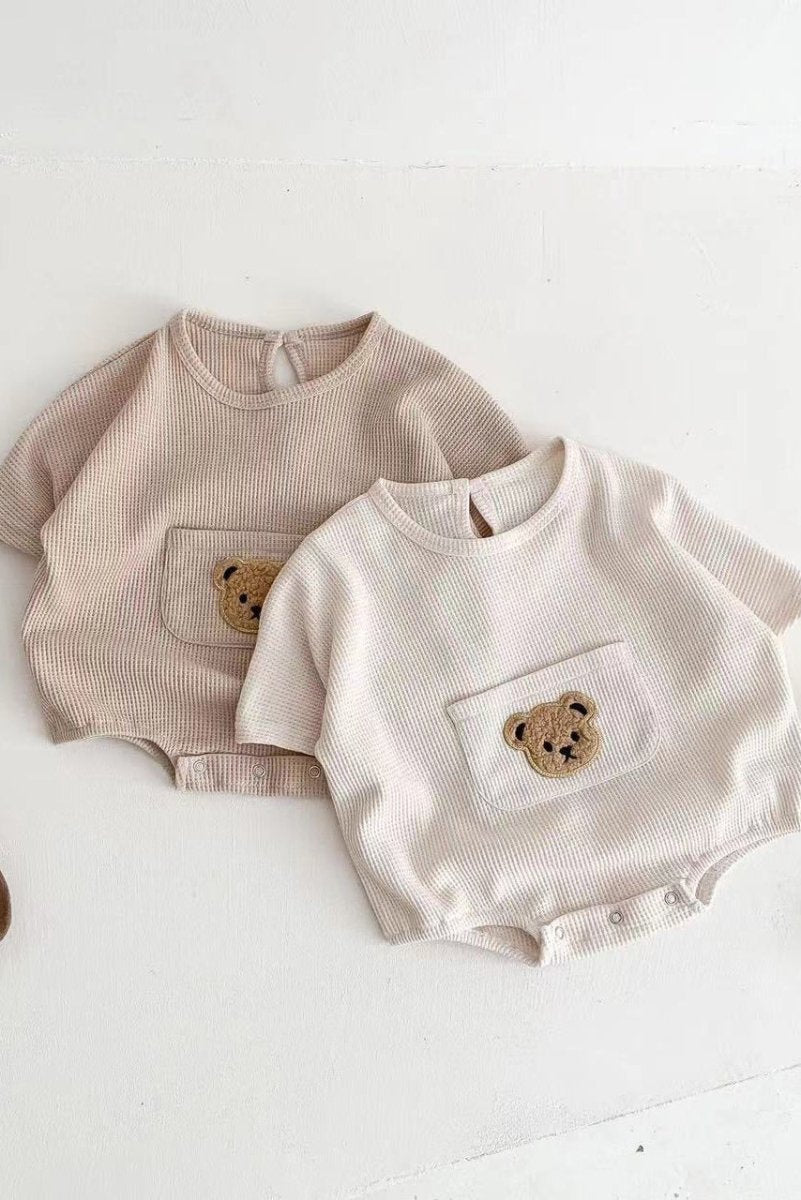 Waffle Bear Bodysuit Brown or Creme - Bodysuits