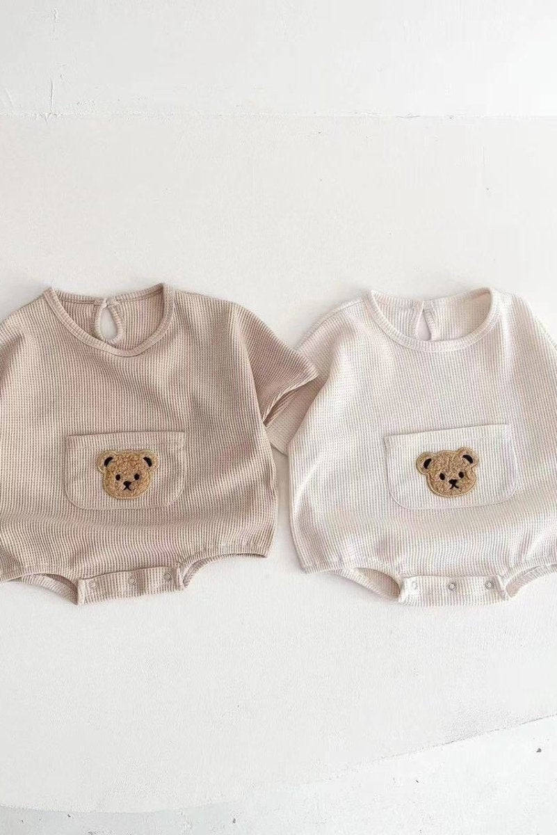 Waffle Bear Bodysuit Brown or Creme - Bodysuits