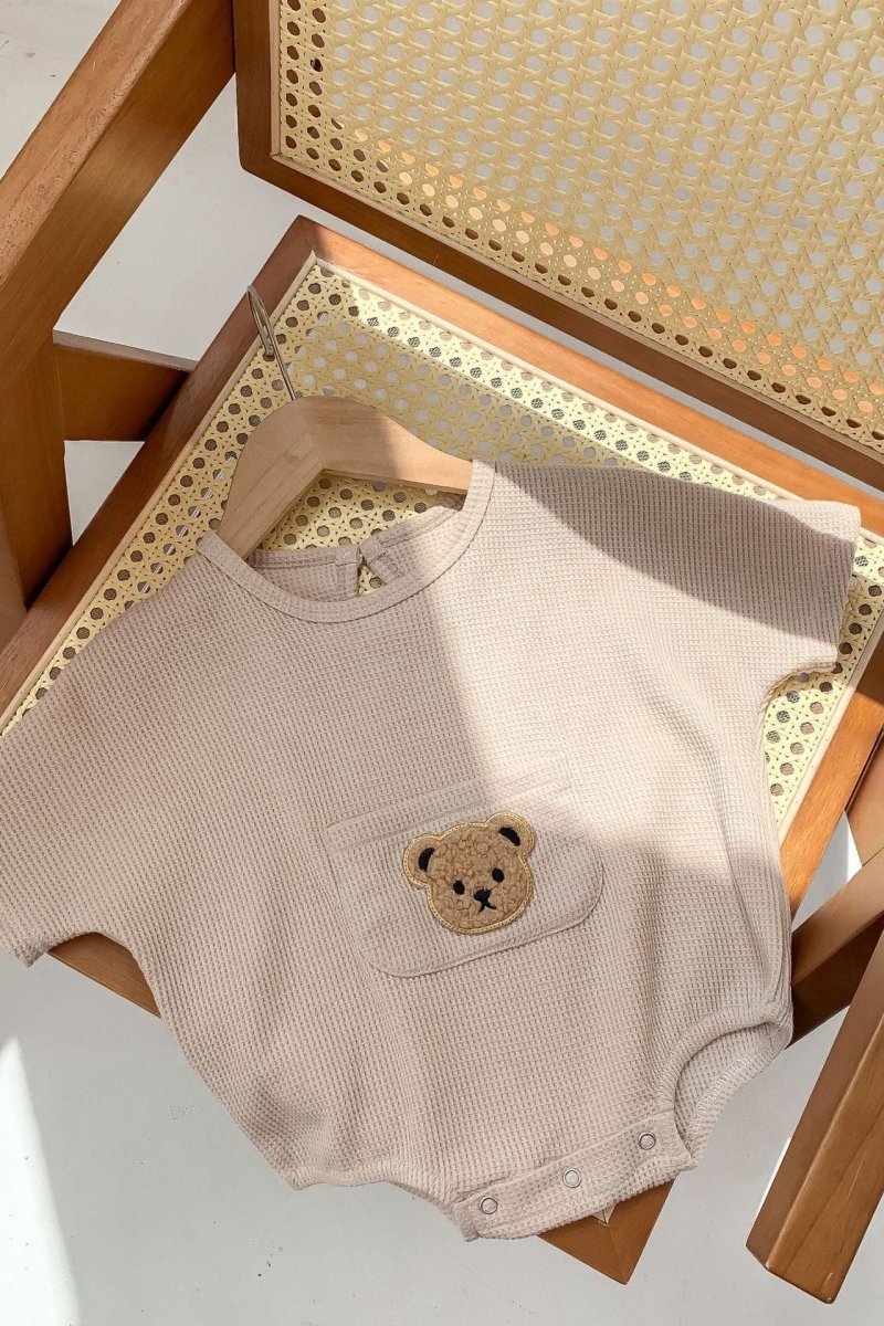 Waffle Bear Bodysuit Brown or Creme - Bodysuits