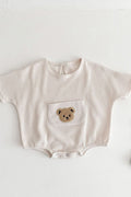 Waffle Bear Bodysuit Brown or Creme - Waffle White / 0-6 M - Bodysuits