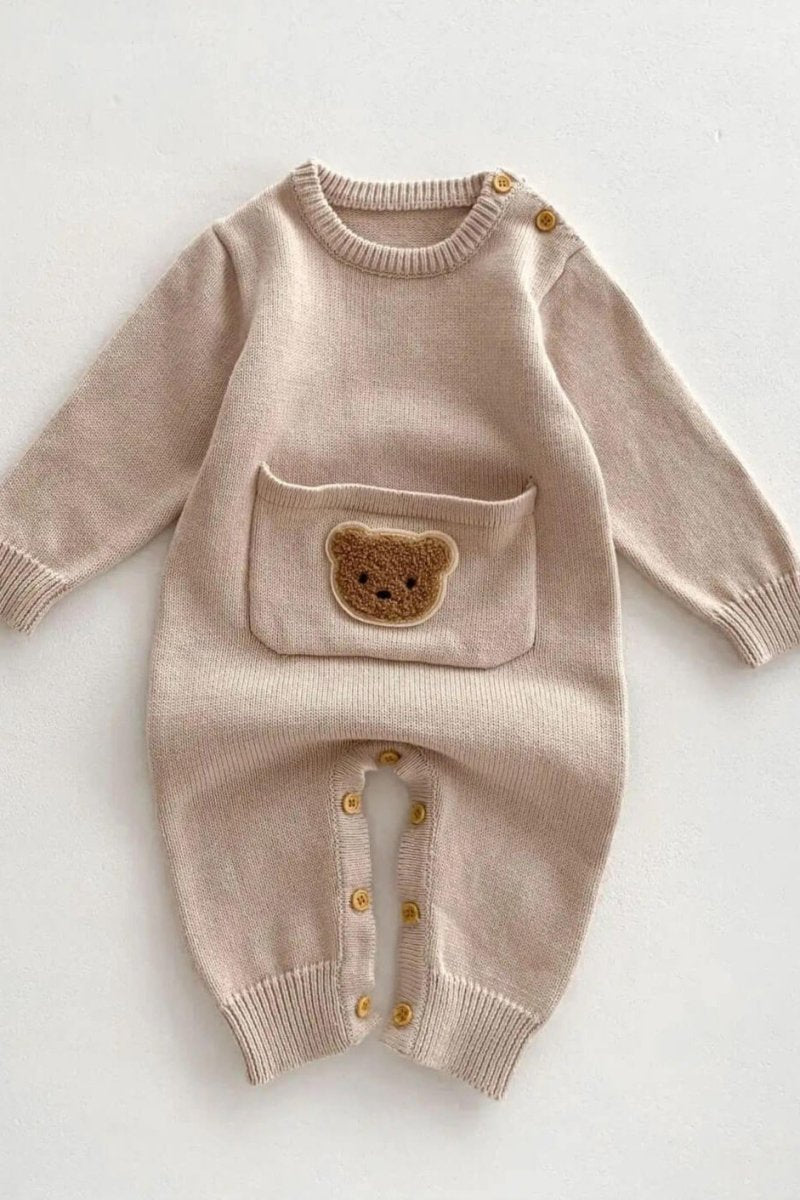 Waffle Bear One Piece Playsuit - Rompers