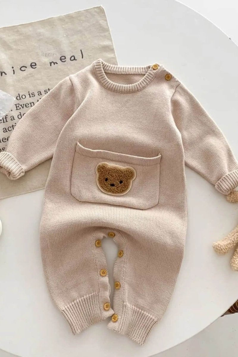 Waffle Bear One Piece Playsuit - Rompers