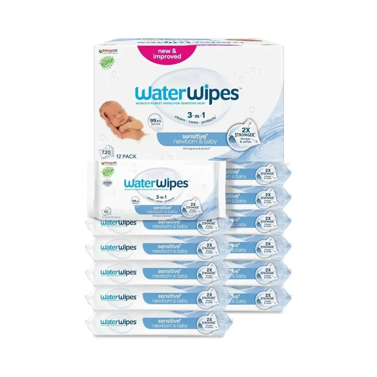 WaterWipes Sensitive Baby & Newborn Wipes 12x60 pcs - Baby Wipes