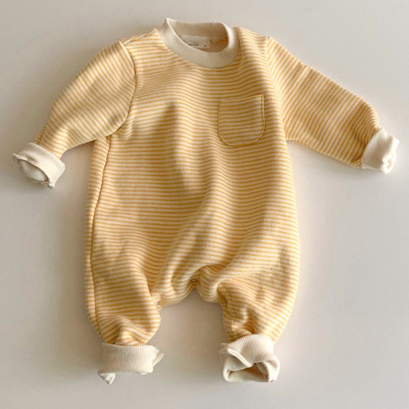 Wear striped baby jumpsuits outside - Yellow / 66cm
