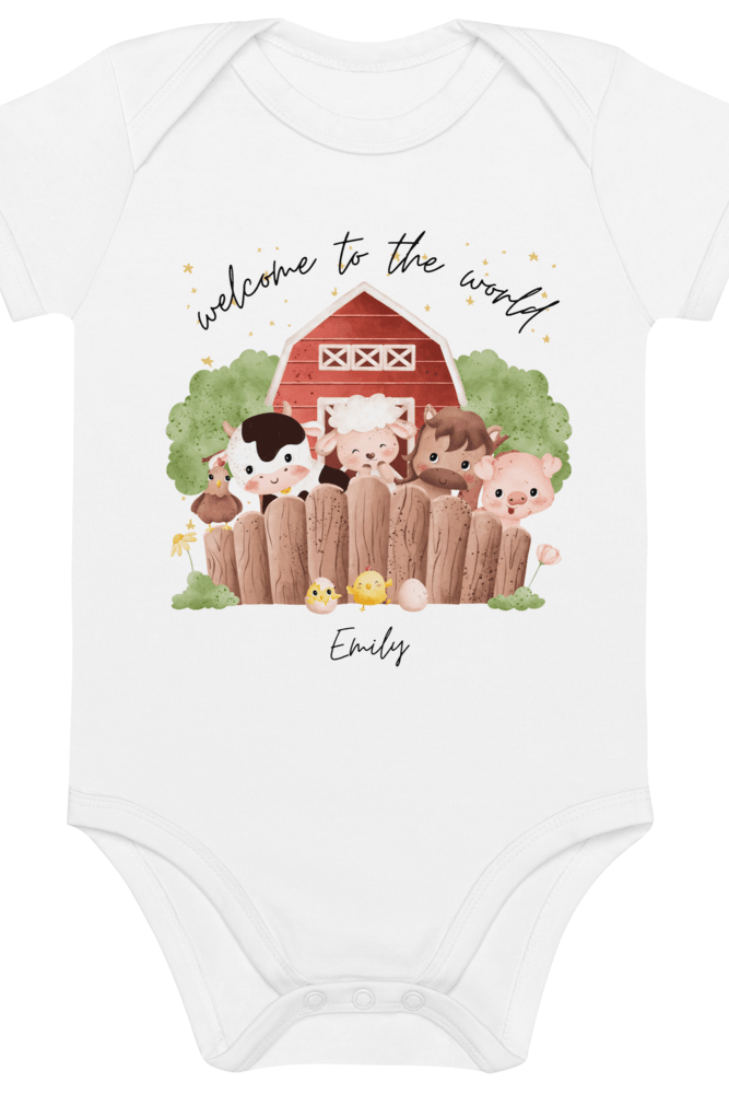 Welcome to the World Farm Animals (Personalised Name Bodysuit) - Bodysuits