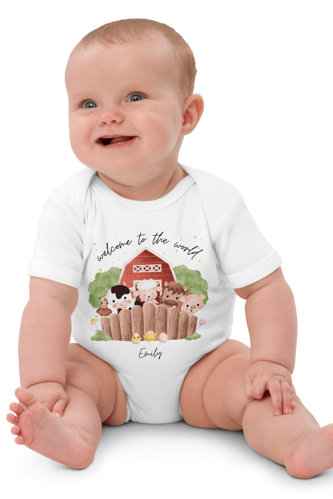 Welcome to the World Farm Animals (Personalised Name Bodysuit) - Bodysuits
