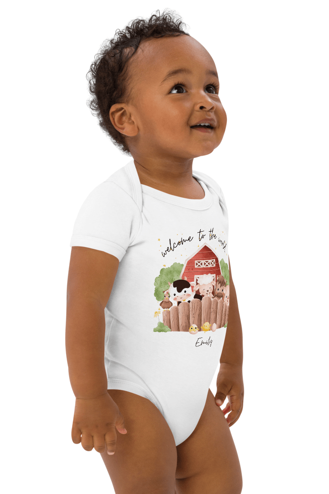 Welcome to the World Farm Animals (Personalised Name Bodysuit) - Bodysuits