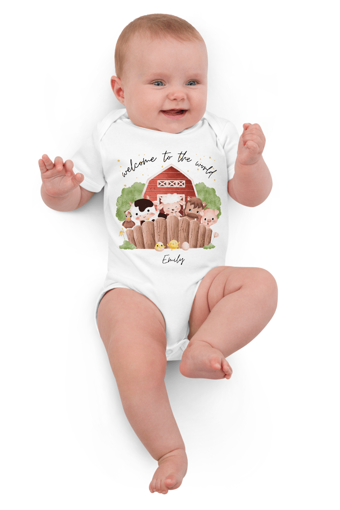 Welcome to the World Farm Animals (Personalised Name Bodysuit) - Bodysuits