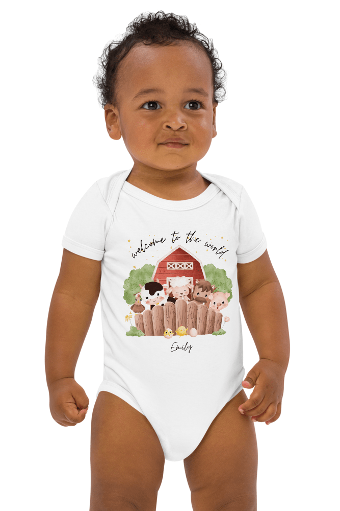 Welcome to the World Farm Animals (Personalised Name Bodysuit) - Bodysuits