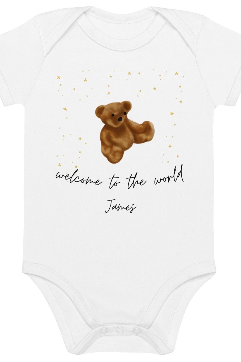 Welcome to the World (Personalised Name Bear Bodysuit) - Bodysuits