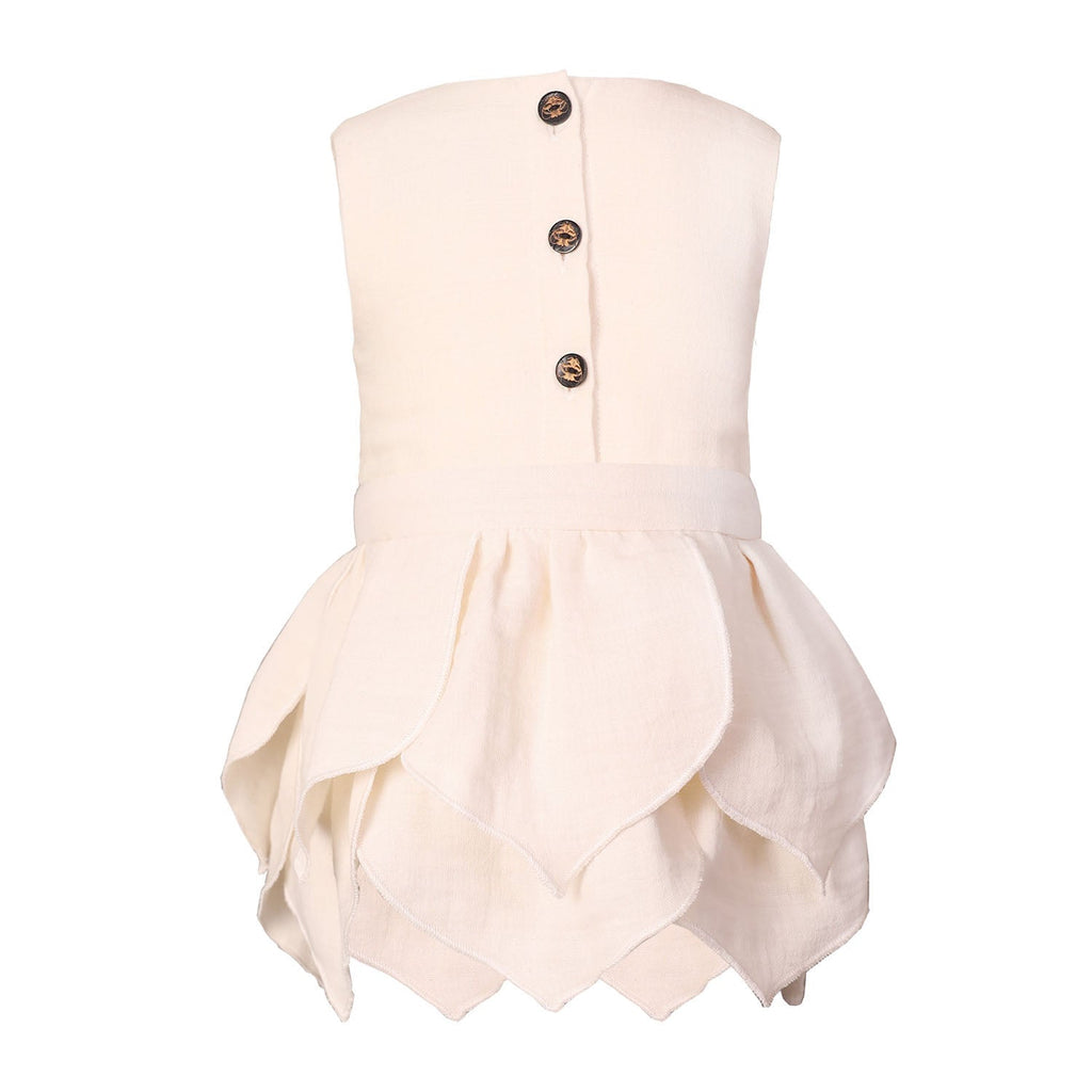 White Baby Dress with Flower Petals - Dress