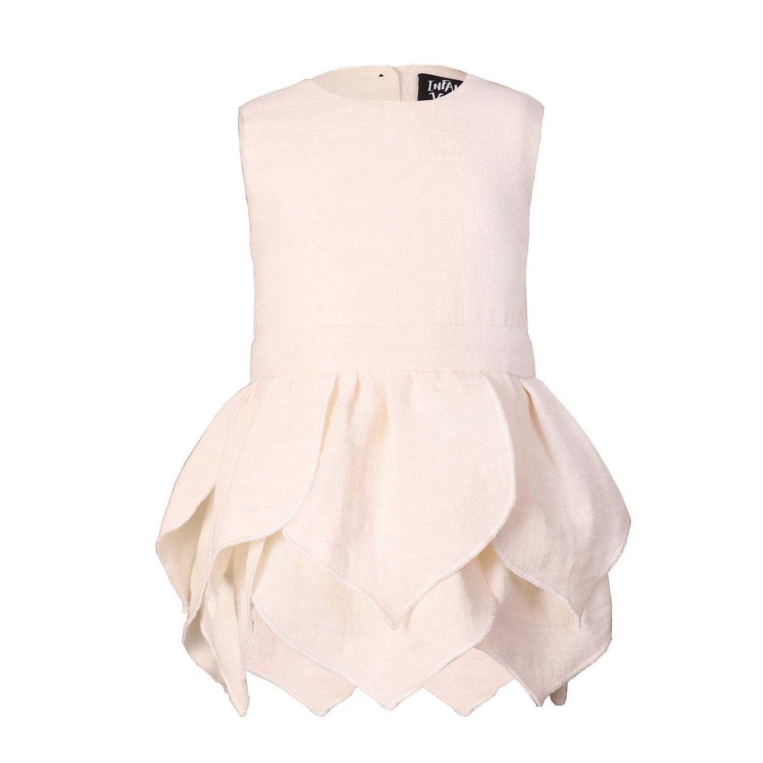 White Baby Dress with Flower Petals - 68 / 6 mths - Dress