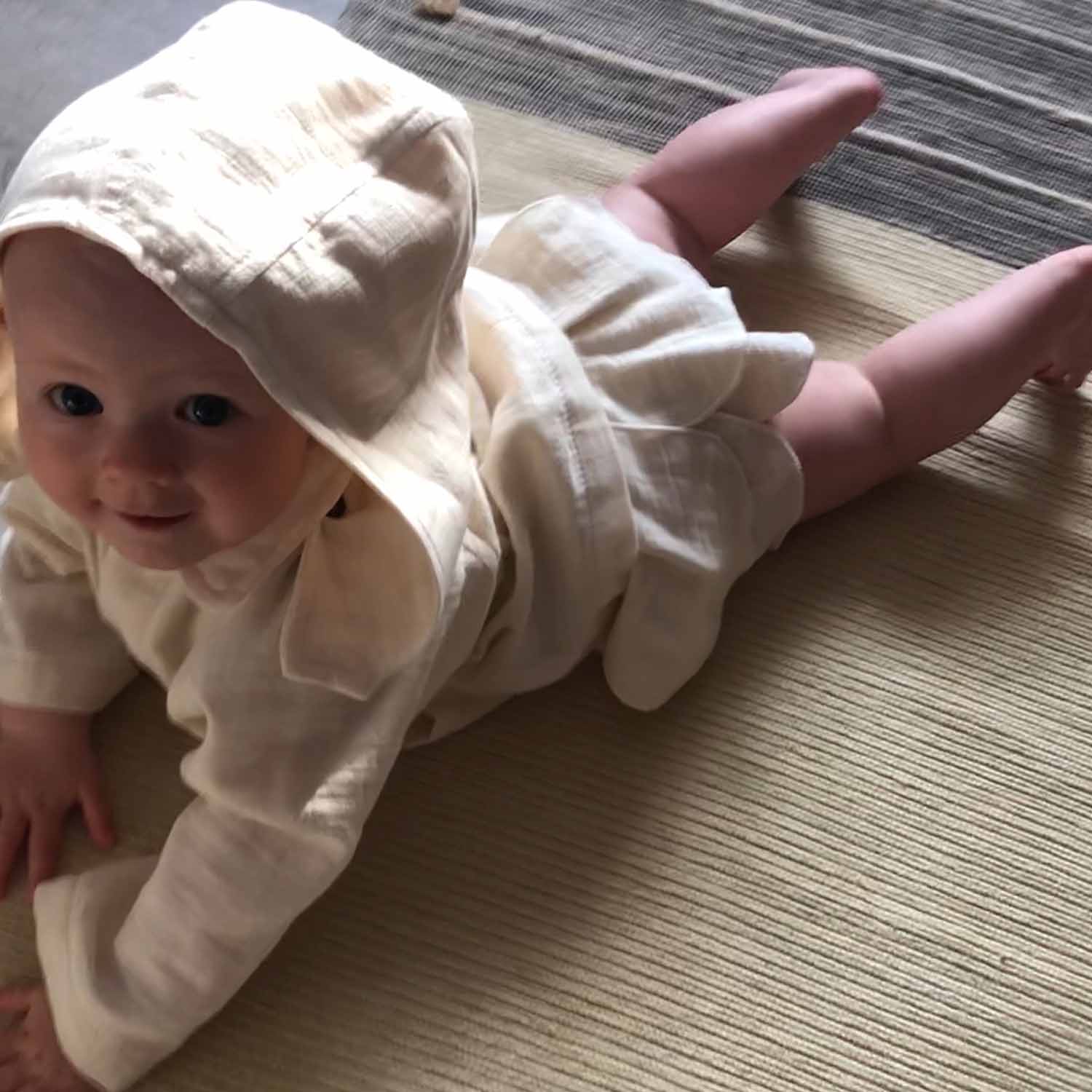 White Baby Dress with Flower Petals - Dress