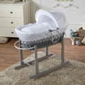 White Dimple Grey Wicker Baby Moses Basket With Stand-0