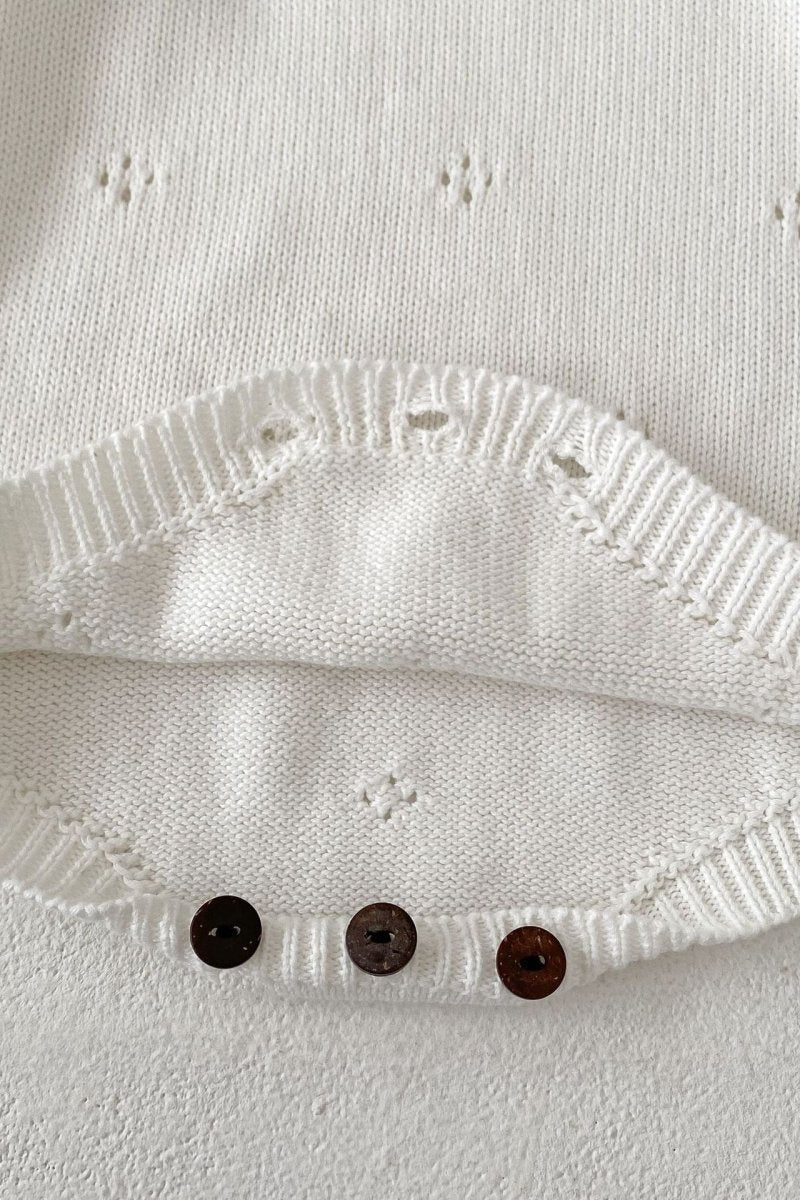 White Stawberry Knit Bodysuit - Bodysuits