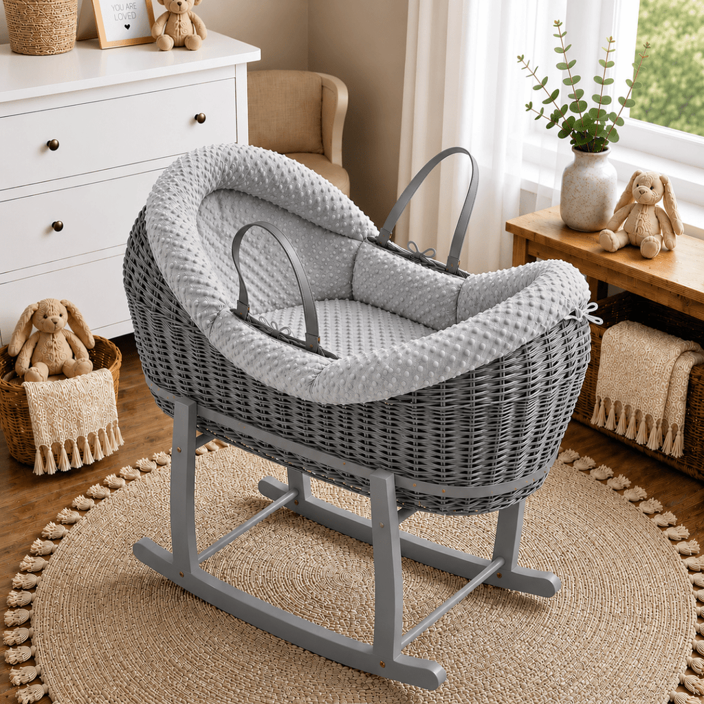 Wicker Deluxe Pod Baby Moses Basket With Stand-22