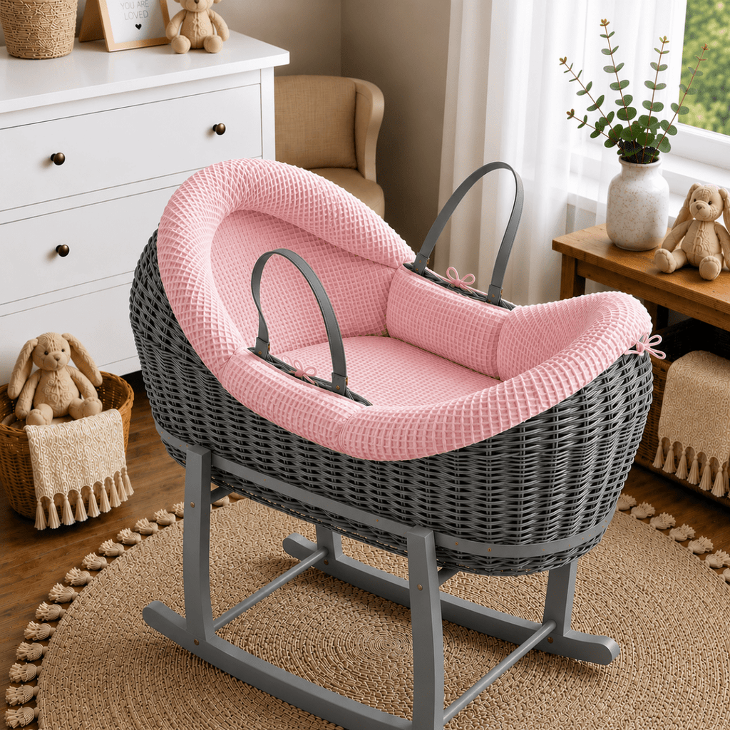 Wicker Deluxe Pod Baby Moses Basket With Stand-15