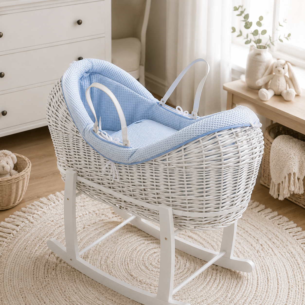 Wicker Deluxe Pod Baby Moses Basket With Stand-4