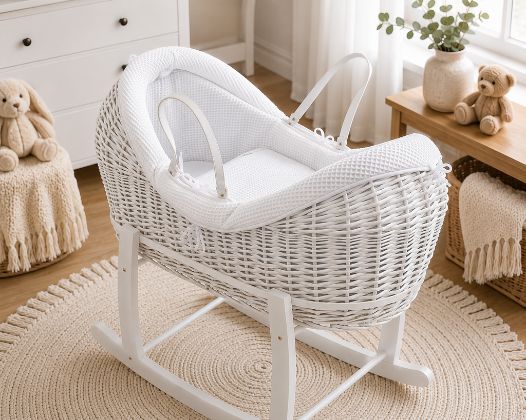 Wicker Deluxe Pod Baby Moses Basket With Stand-3