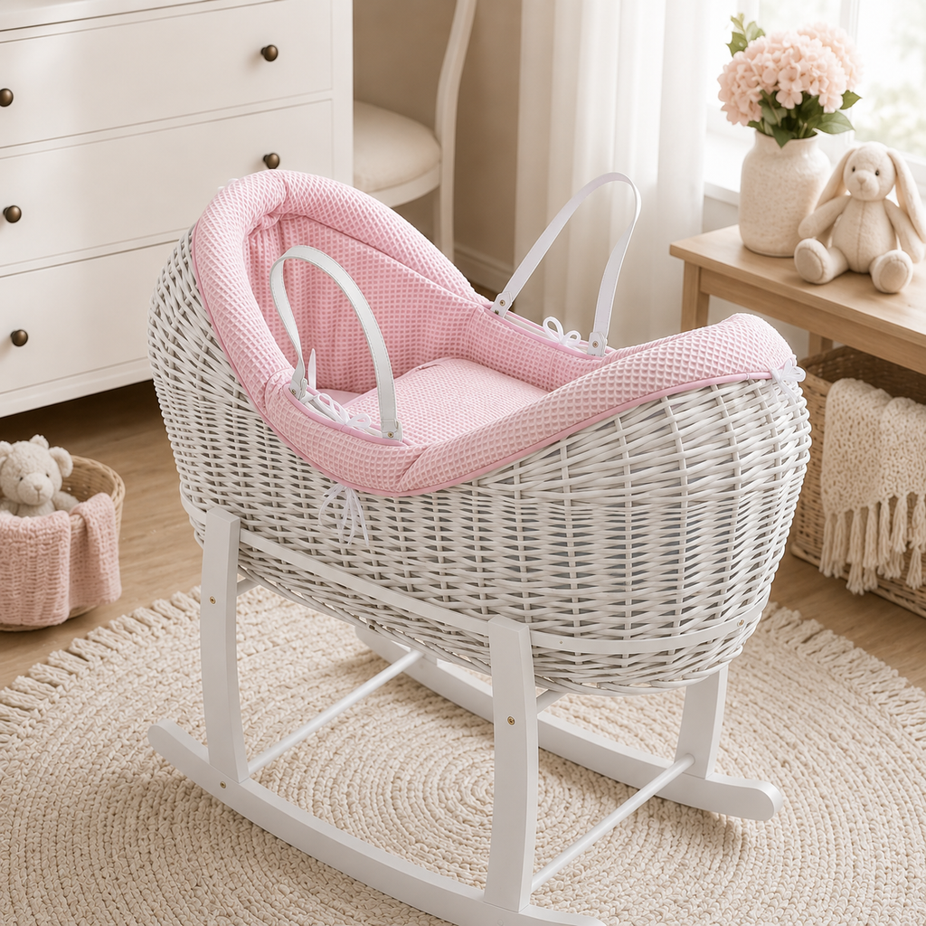 Wicker Deluxe Pod Baby Moses Basket With Stand-5