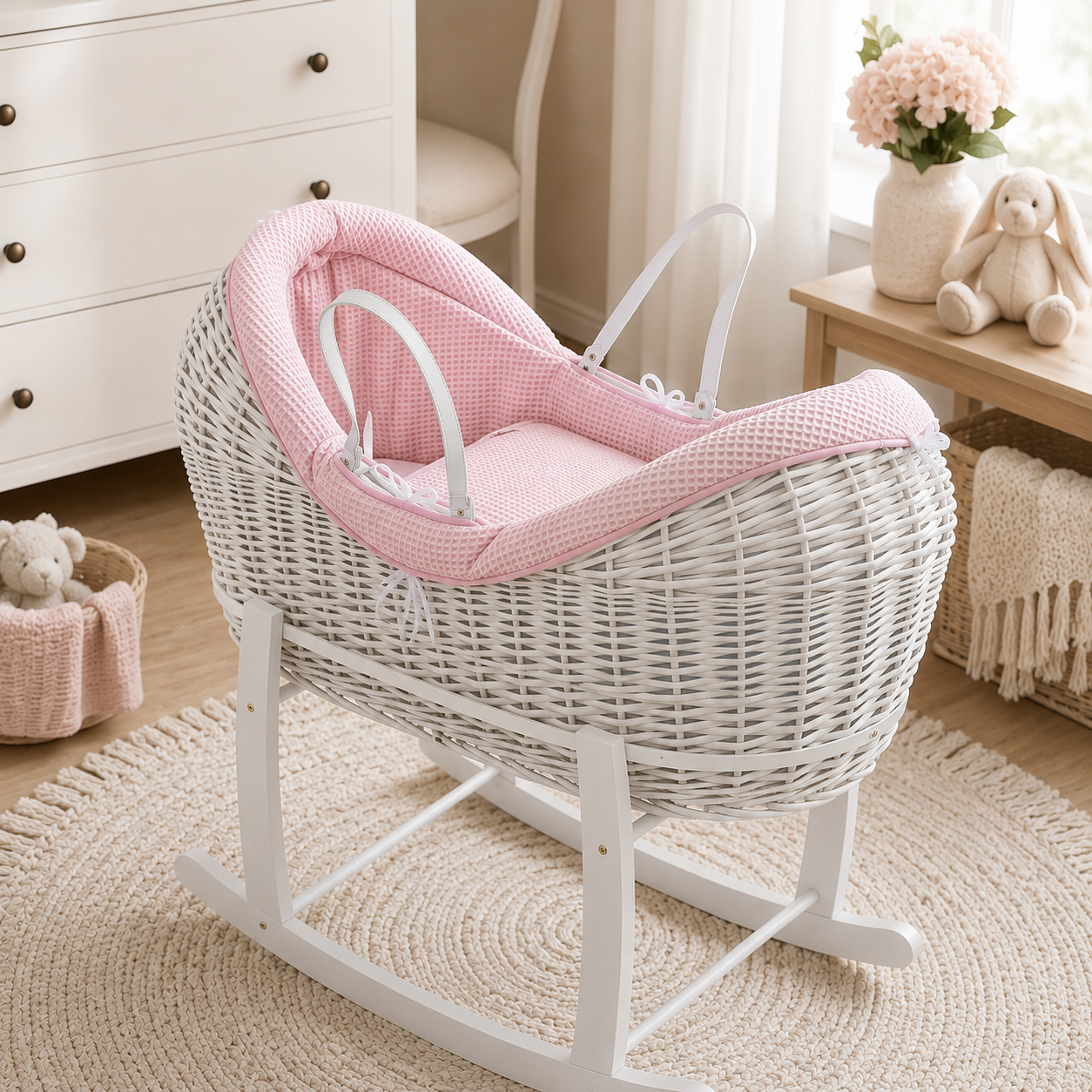 Wicker Deluxe Pod Baby Moses Basket With Stand-5