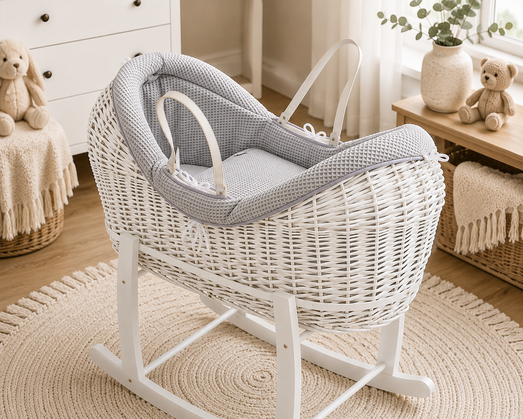 Wicker Deluxe Pod Baby Moses Basket With Stand-7