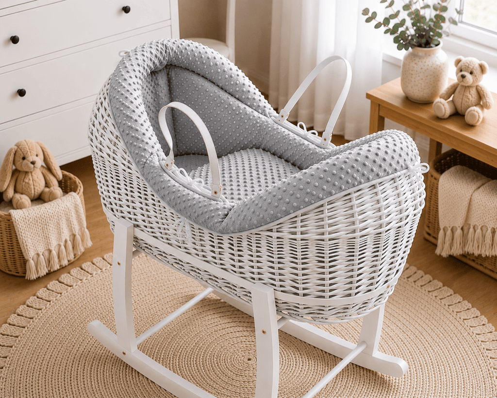 Wicker Deluxe Pod Baby Moses Basket With Stand-12