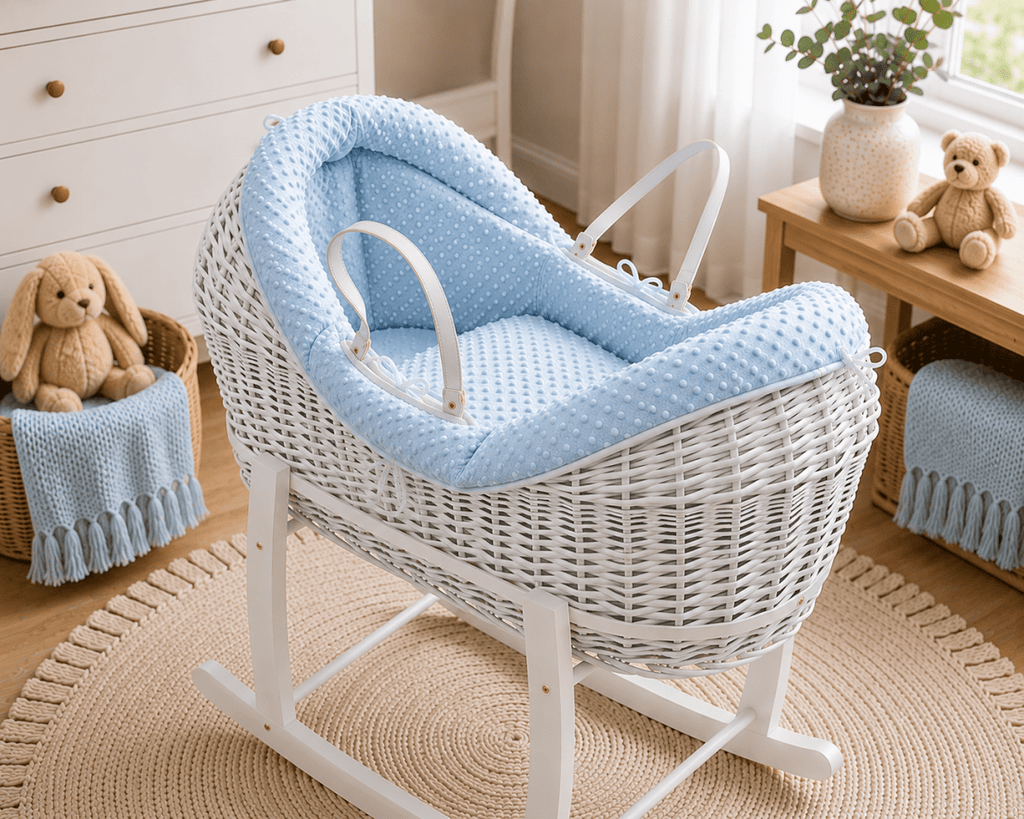 Wicker Deluxe Pod Baby Moses Basket With Stand-9