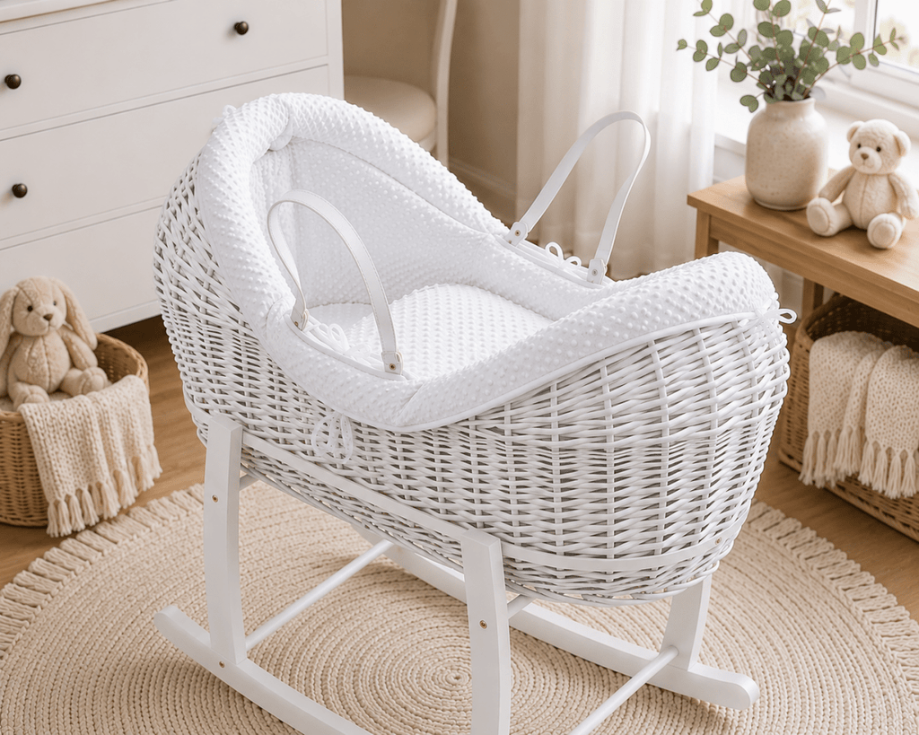 Wicker Deluxe Pod Baby Moses Basket With Stand-8
