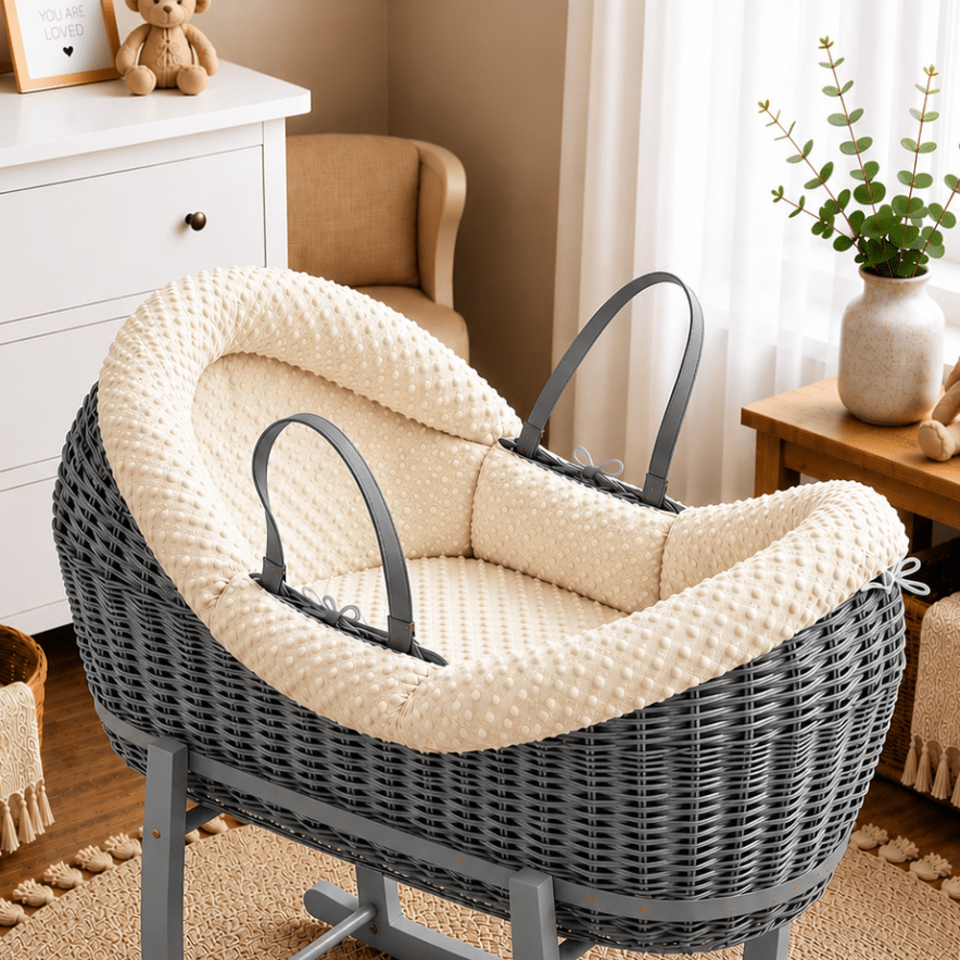 Wicker Pod Baby Deluxe Moses Basket-No stand included-4