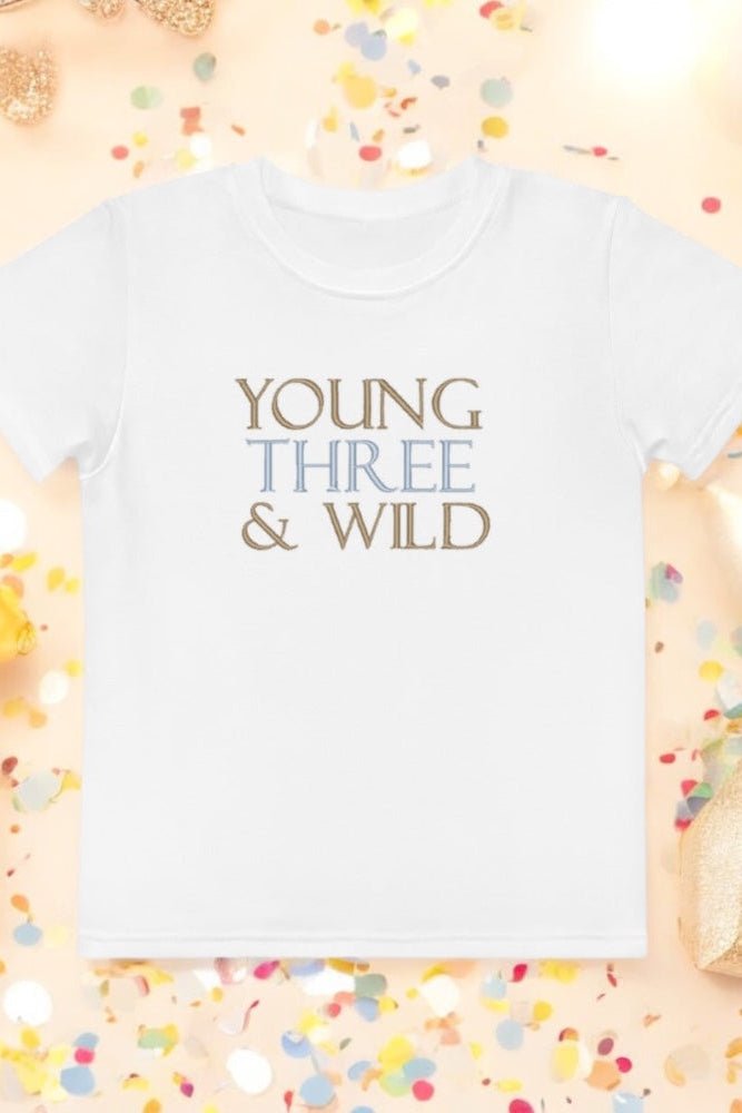 Young THREE & Wild 3rd Birthday T-Shirt Personalised - T-Shirts
